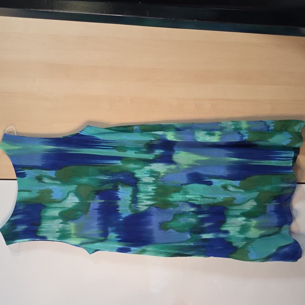 Catherine's Chiffon Flowing Flowing Tank Style Blue Green 0X 14/16W Preloved - Picture 14 of 16